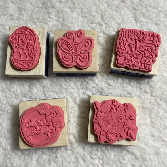 NEW Spring Themed Art Journaling Craft Rubber Stamps Set of 5 - Picture 2 of 7